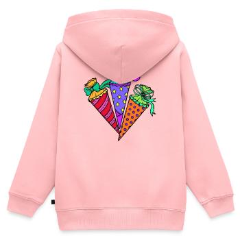 Sac d’école Début de l’école - Sweat Premium à capuche zippé enfant bio - rose - Dos - AI Model Kid Female (0cm)