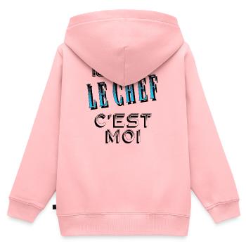 Ici le Chef C'est Moi Patron - Sweat Premium à capuche zippé enfant bio - rose - Dos - AI Model Kid Female (0cm)