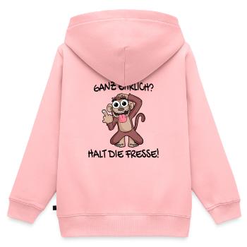 Ganz ehrlich halt die Fresse Affe - Kinder Premium Organic Zip Hoodie - Rosa - Hinten - AI Model Kid Female (0cm)