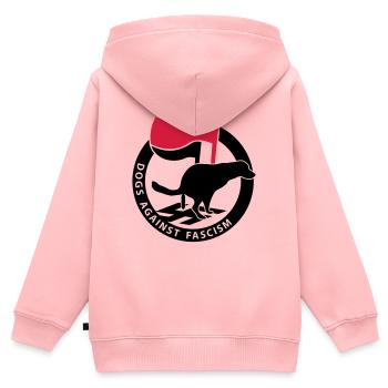 "Dogs Against Fascism" für Antifa Hundebesitzer - Kinder Premium Organic Zip Hoodie - Rosa - Hinten - AI Model Kid Female (0cm)