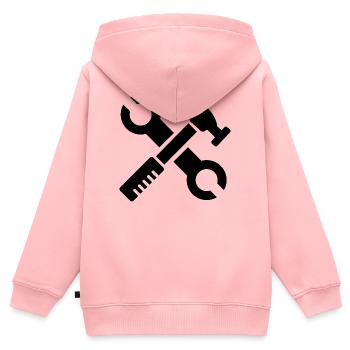 outils outils icône cadeau menuisier artisan - Sweat Premium à capuche zippé enfant bio - rose - Dos - AI Model Kid Female (0cm)