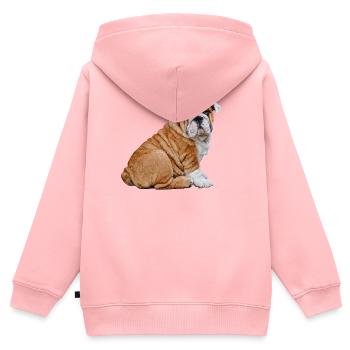 Bulldog - Kinder Premium Organic Zip Hoodie - Rosa - Hinten - AI Model Kid Female (0cm)