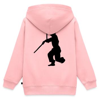 Sanchaku 3 pièces nunchaku kung fu - Sweat Premium à capuche zippé enfant bio - rose - Dos - AI Model Kid Female (0cm)