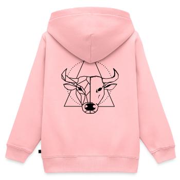 Ochse - Kinder Premium Organic Zip Hoodie - Rosa - Hinten - AI Model Kid Female (0cm)