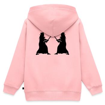 Kendo zwei Kendoka im Kampfmodus Schattenfiguren - Kinder Premium Organic Zip Hoodie - Rosa - Hinten - AI Model Kid Female (0cm)