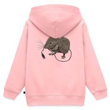 Souris USB - Sweat Premium à capuche zippé enfant bio - rose - Dos - AI Model Kid Female (0cm)