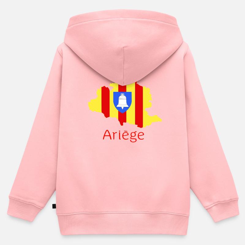 ariège - Sweat Premium à capuche zippé enfant bio - rose