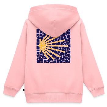 Jakobsmuschel Mosaik | Camino Santiago | Jakobsweg - Kinder Premium Organic Zip Hoodie - Rosa - Hinten - AI Model Kid Female (0cm)