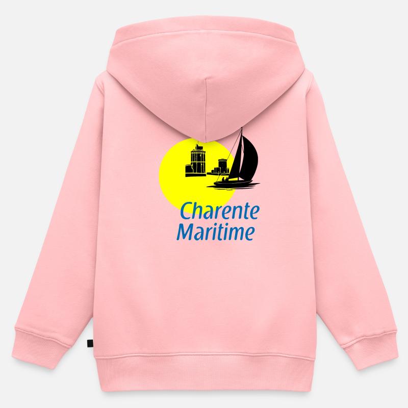 Charente-maritime - Sweat Premium à capuche zippé enfant bio - rose