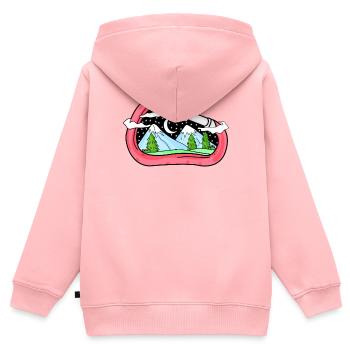Karabiner Berg Berge Bergsteiger Geschenk - Kinder Premium Organic Zip Hoodie - Rosa - Hinten - AI Model Kid Female (0cm)