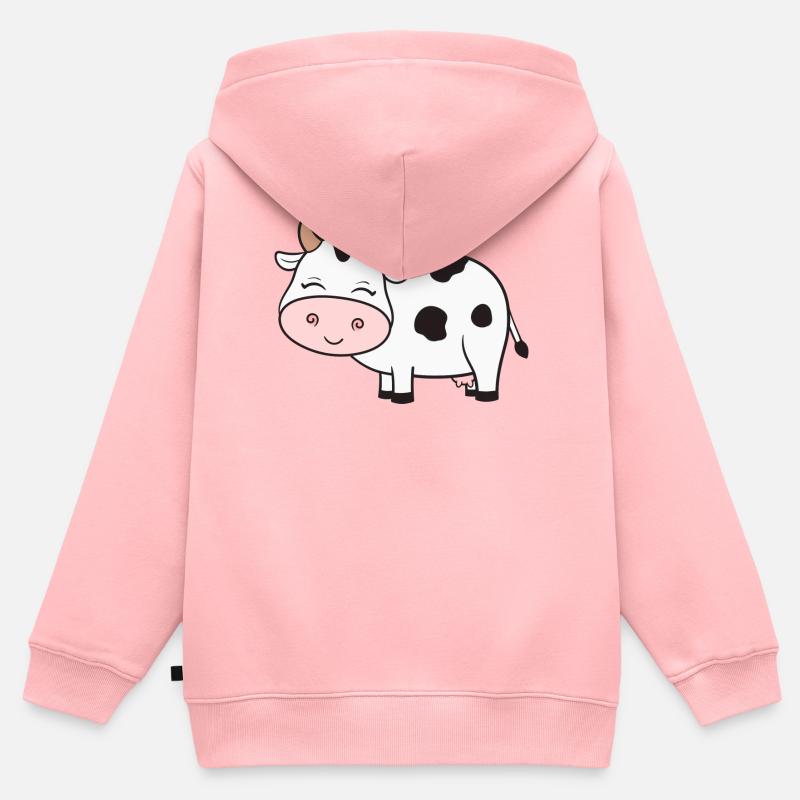 Vache Vaches - Sweat Premium à capuche zippé enfant bio - rose