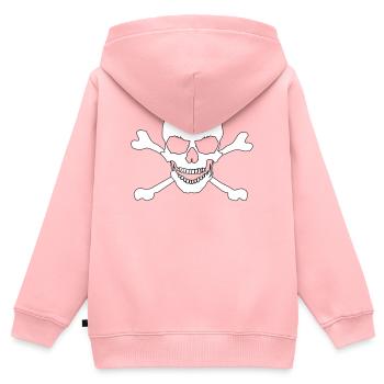 Crâne et os croisés - Sweat Premium à capuche zippé enfant bio - rose - Dos - AI Model Kid Female (0cm)