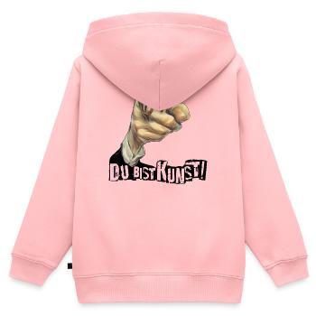 Jeder Mensch ist Kunst | DU BIST KUNST - Kinder Premium Organic Zip Hoodie - Rosa - Hinten - AI Model Kid Female (0cm)