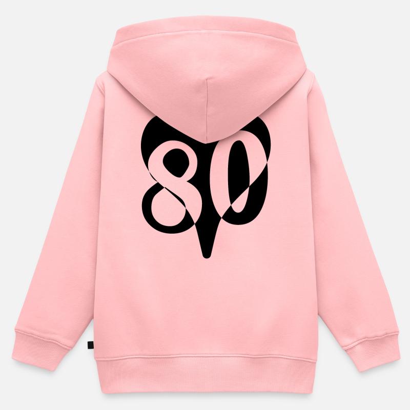 80e anniversaire - Sweat Premium à capuche zippé enfant bio - rose