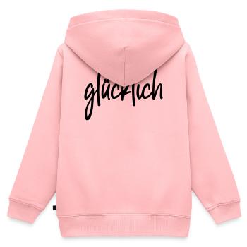 glücklich - Kinder Premium Organic Zip Hoodie - Rosa - Hinten - AI Model Kid Female (0cm)