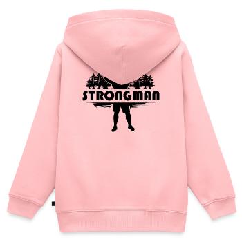 strongman Natur starker Mann Stein Symbol Kraft - Kinder Premium Organic Zip Hoodie - Rosa - Hinten - AI Model Kid Female (0cm)