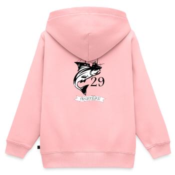 Ende des 20. - Kinder Premium Organic Zip Hoodie - Rosa - Hinten - AI Model Kid Female (0cm)
