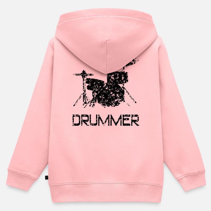 Batterie de batteur - Sweat Premium à capuche zippé enfant bio - rose