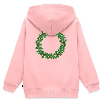 weihnachtlicher Kranz aus Stechpalmenzweigen - Kinder Premium Organic Zip Hoodie - Rosa - Hinten - AI Model Kid Female (0cm)