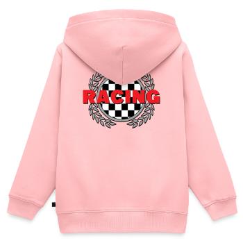 Course - Le drapeau à damier Laurel quitte Racing Sport - Sweat Premium à capuche zippé enfant bio - rose - Dos - AI Model Kid Female (0cm)
