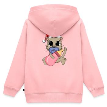 Baby Katze Weihnachten - Kinder Premium Organic Zip Hoodie - Rosa - Hinten - AI Model Kid Female (0cm)