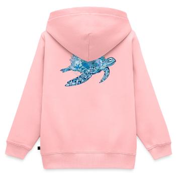 fantasievolle blaue Wasserschildkröte mit Korallen - Kinder Premium Organic Zip Hoodie - Rosa - Hinten - AI Model Kid Female (0cm)