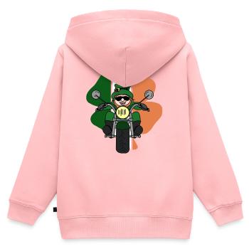 Leprechaun-Motorrad - Kinder Premium Organic Zip Hoodie - Rosa - Hinten - AI Model Kid Female (0cm)