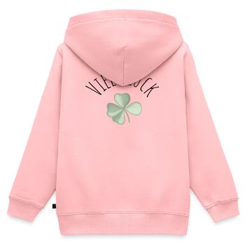 Viel Glück Glueck Kleeblatt - Kinder Premium Organic Zip Hoodie - Rosa - Hinten - AI Model Kid Female (0cm)