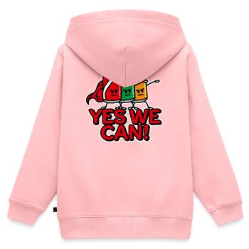 Yes we can, Superheld Getränkedosen Teambildung - Kinder Premium Organic Zip Hoodie - Rosa - Hinten - AI Model Kid Female (0cm)