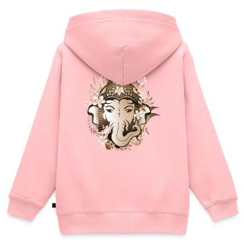 Elefanten Gott Ganesha mit Blüten mit Sepia-Effekt - Kinder Premium Organic Zip Hoodie - Rosa - Hinten - AI Model Kid Female (0cm)