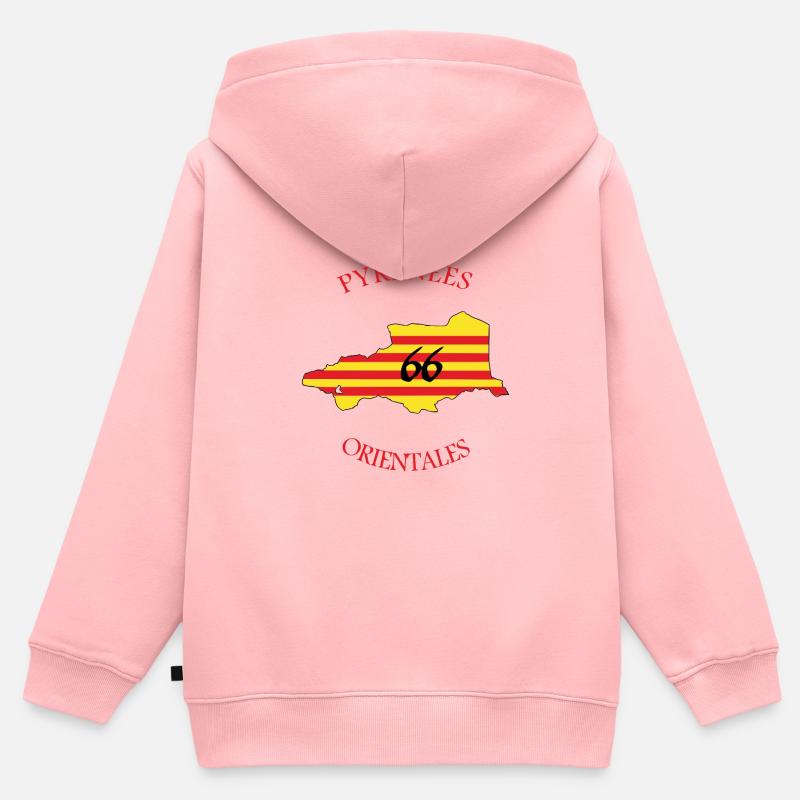 Pyrénées orientales - Sweat Premium à capuche zippé enfant bio - rose