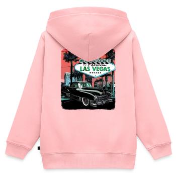 Las Vegas - Kinder Premium Organic Zip Hoodie - Rosa - Hinten - AI Model Kid Female (0cm)