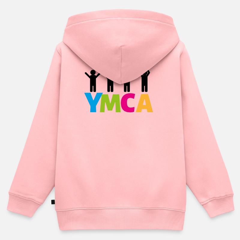 YMCA - Sweat Premium à capuche zippé enfant bio - rose