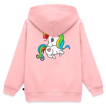 Licornes Licorne - Sweat Premium à capuche zippé enfant bio - rose - Dos - AI Model Kid Female (0cm)