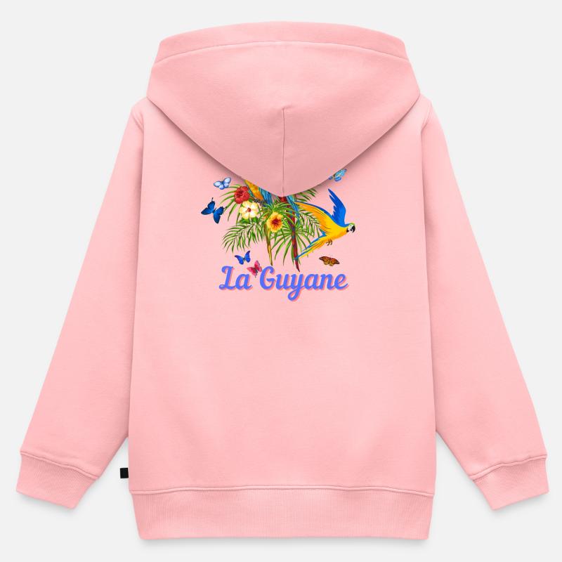 La Guyane - Sweat Premium à capuche zippé enfant bio - rose