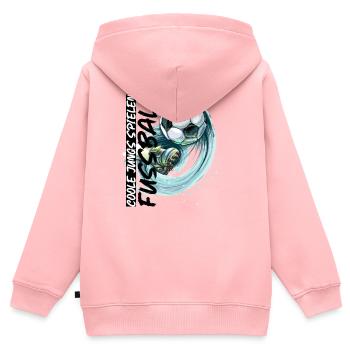 Dynamischer Fußball und Fußballschuh - Kinder Premium Organic Zip Hoodie - Rosa - Hinten - AI Model Kid Female (0cm)