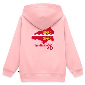 Seine Maritime - Kinder Premium Organic Zip Hoodie - Rosa - Hinten - AI Model Kid Female (0cm)