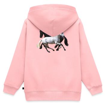 Chevaux - Sweat Premium à capuche zippé enfant bio - rose - Dos - AI Model Kid Female (0cm)