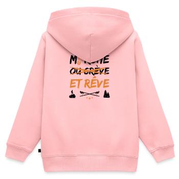 MARCHE ET RÊVE ! (randonnée, trek) noir - Sweat Premium à capuche zippé enfant bio - rose - Dos - AI Model Kid Female (0cm)
