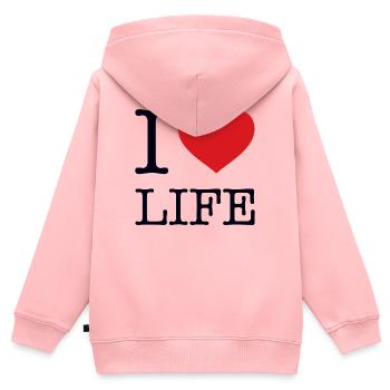 I LOVE LIFE - Kinder Premium Organic Zip Hoodie - Rosa - Hinten - AI Model Kid Female (0cm)