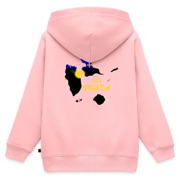 Guadeloupe - Kinder Premium Organic Zip Hoodie - Rosa - Hinten - AI Model Kid Female (0cm)