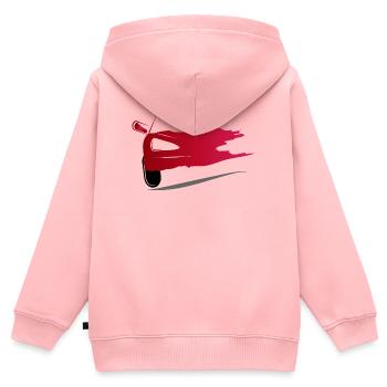 Zeichnung eines roten Sportwagens - Kinder Premium Organic Zip Hoodie - Rosa - Hinten - AI Model Kid Female (0cm)