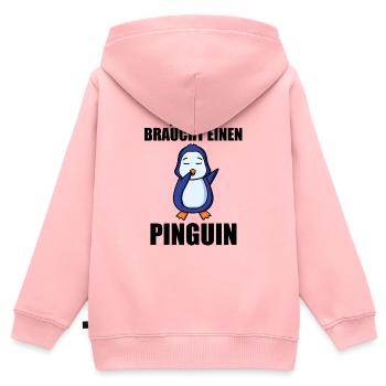 Pinguin Pinguine - Kinder Premium Organic Zip Hoodie - Rosa - Hinten - AI Model Kid Female (0cm)