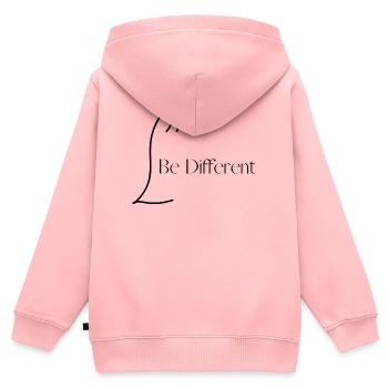 Être différent des autres - Sweat Premium à capuche zippé enfant bio - rose - Dos - AI Model Kid Female (0cm)