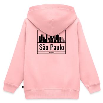 Sao Paulo Brasil Skyline Design - Kinder Premium Organic Zip Hoodie - Rosa - Hinten - AI Model Kid Female (0cm)