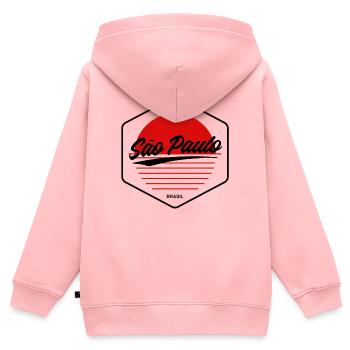 São Paulo Sonnenuntergang Herz - Kinder Premium Organic Zip Hoodie - Rosa - Hinten - AI Model Kid Female (0cm)