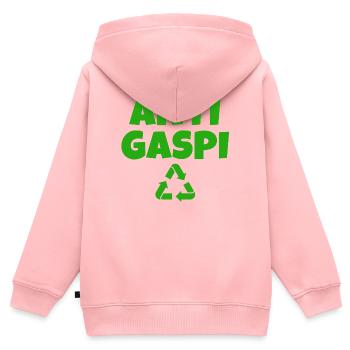 anti-gaspi, anti gaspillage, recyclage - Sweat Premium à capuche zippé enfant bio - rose - Dos - AI Model Kid Female (0cm)