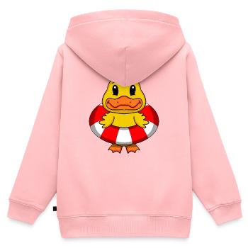 Ente Schwimmen Rettungsring - Kinder Premium Organic Zip Hoodie - Rosa - Hinten - AI Model Kid Female (0cm)