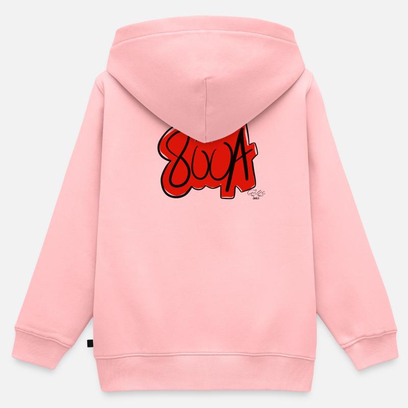 800A - Felpa Premium con cappuccio con zip bambino bio - rosa