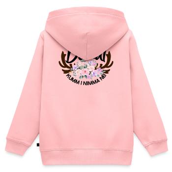 Blumenmuster mit Hirschgeweih - Kinder Premium Organic Zip Hoodie - Rosa - Hinten - AI Model Kid Female (0cm)